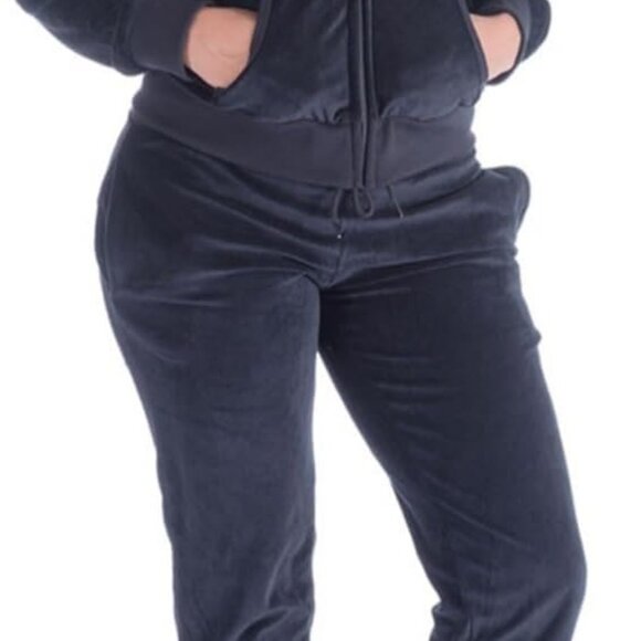 Elegant Women's Velour Sweat Suits Set - Comfortable Hoodie and Joggers, Black S - Picture 1 of 5